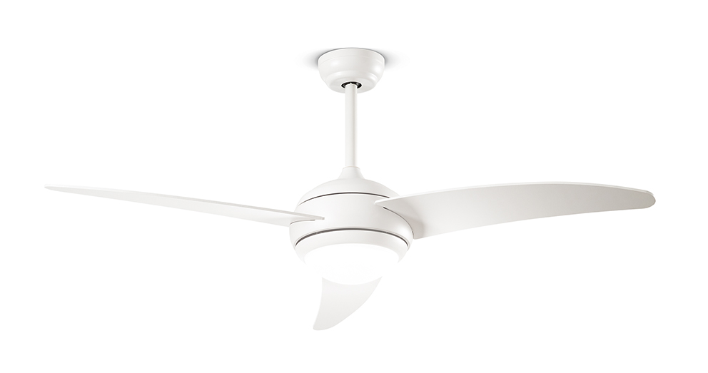 VENTILATORE PALE LEGNO Ø.130CM BIANCO OPACO C/TELEC+LUCE 24W 2160LM COLORE LUCE SELEZIONABILE